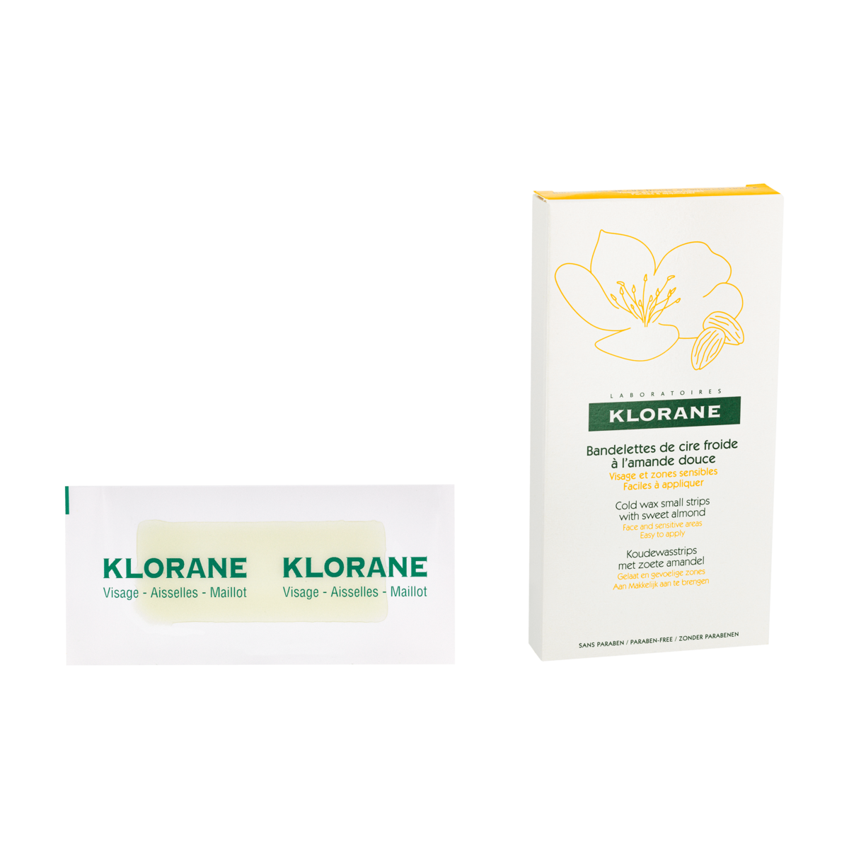 Klorane Bandelettes de cire froide à l'Amande douce 6 unités