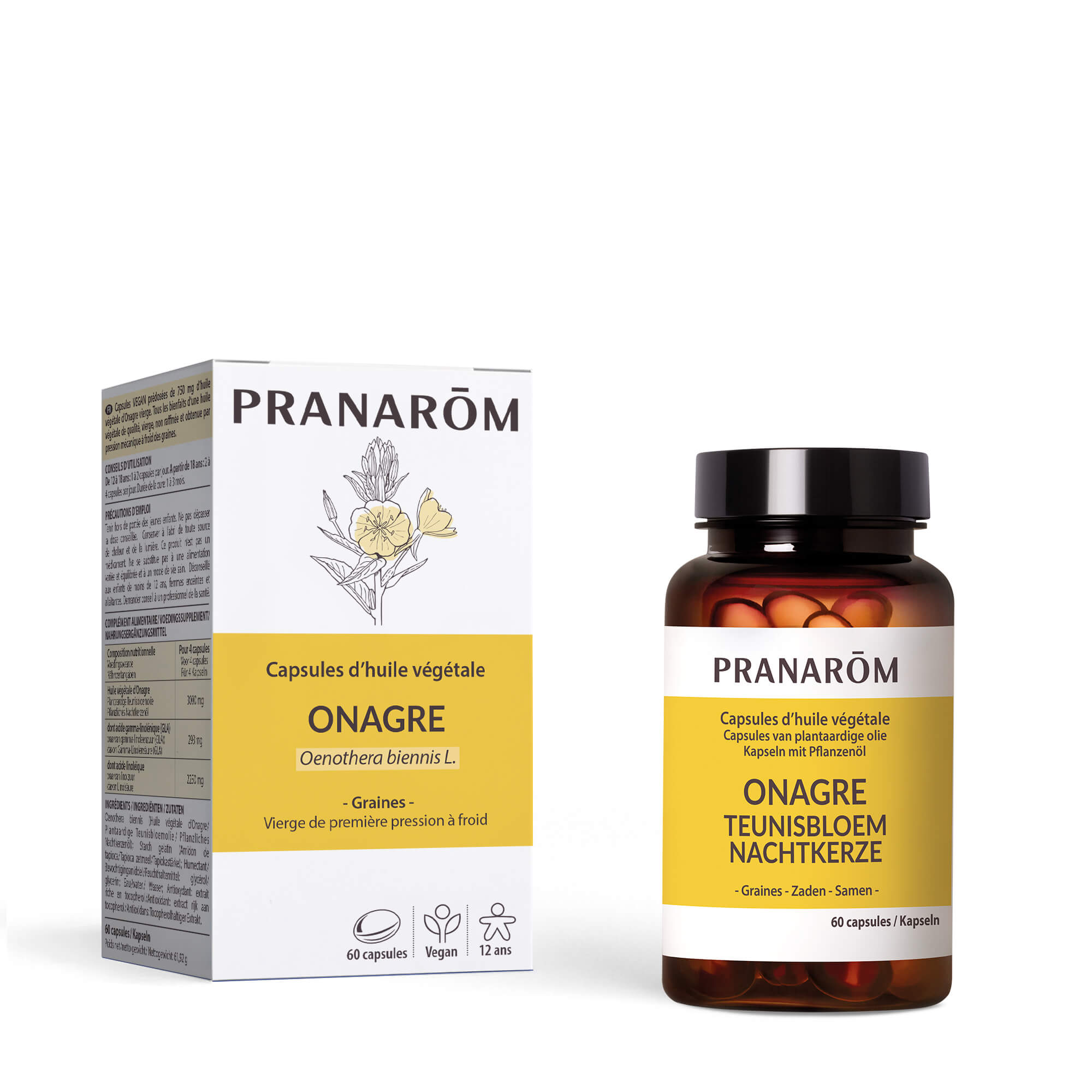 Pranarôm Capsules d'Huile végétale d'Onagre 60 capsules