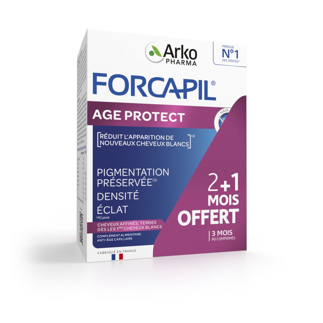 Arkopharma Forcapil® Age Protect comprimé - 1 mois offert - Anti gaspillage 90 comprimés