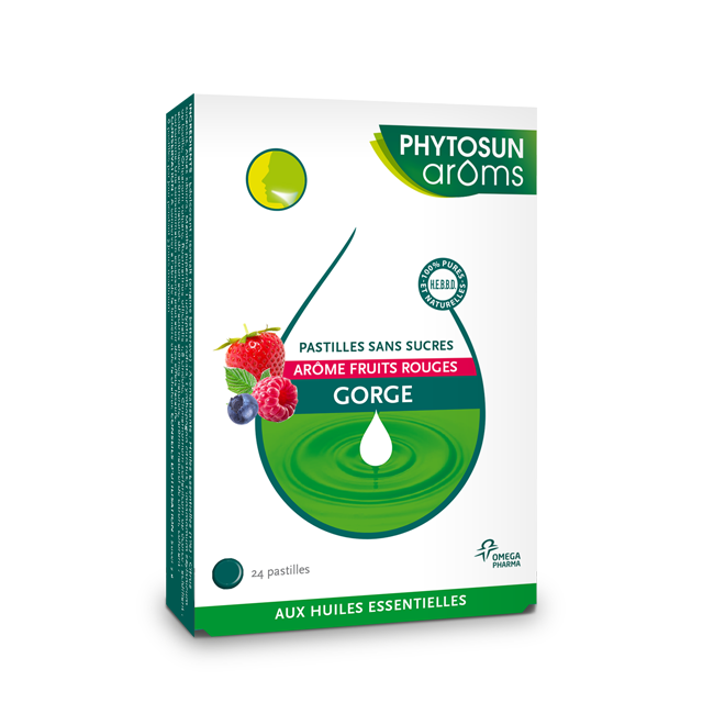 Phytosun Arôms Pastilles sans sucres gorge (fruits rouges) 24 pastilles