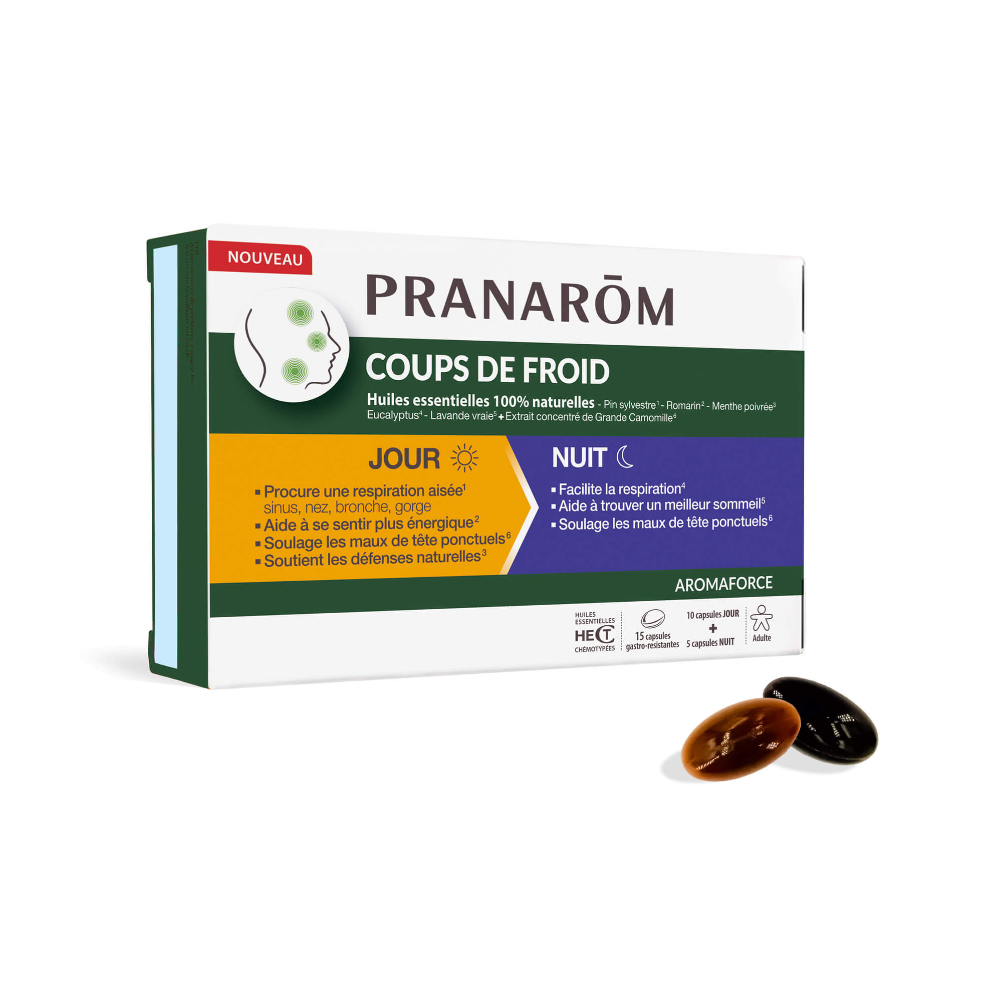 Pranarôm Capsules Coups de froid jour / nuit 15 capsules