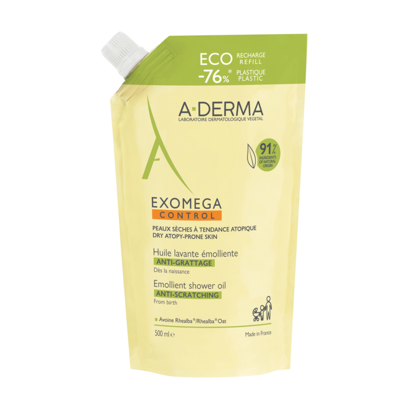 A-Derma Exomega Control Huile lavante émolliente anti-démangeaisons Éco-recharge