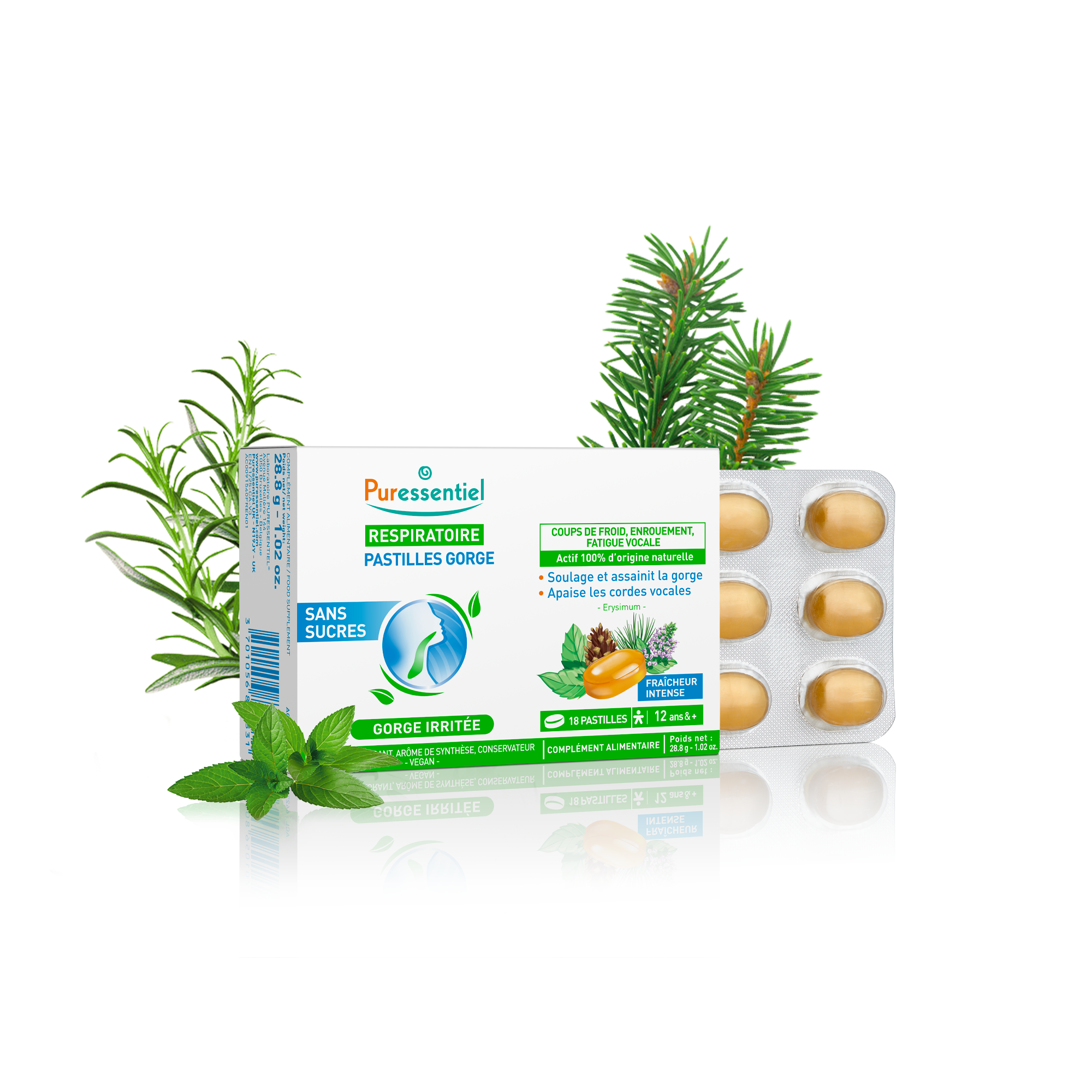 Puressentiel Pastilles gorge sans sucres 18 pastilles