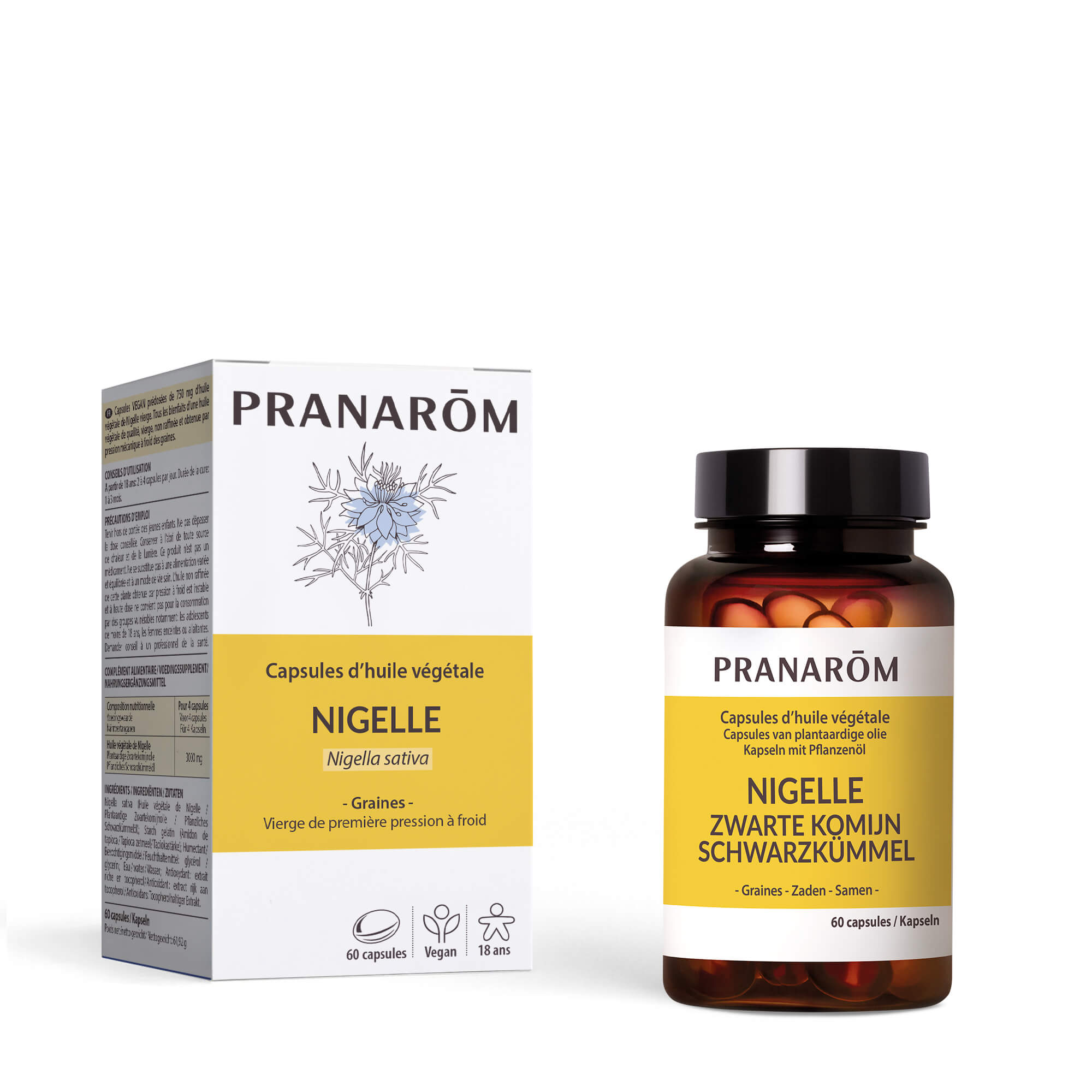 Pranarôm Capsules d'Huile végétale de Nigelle 60 capsules