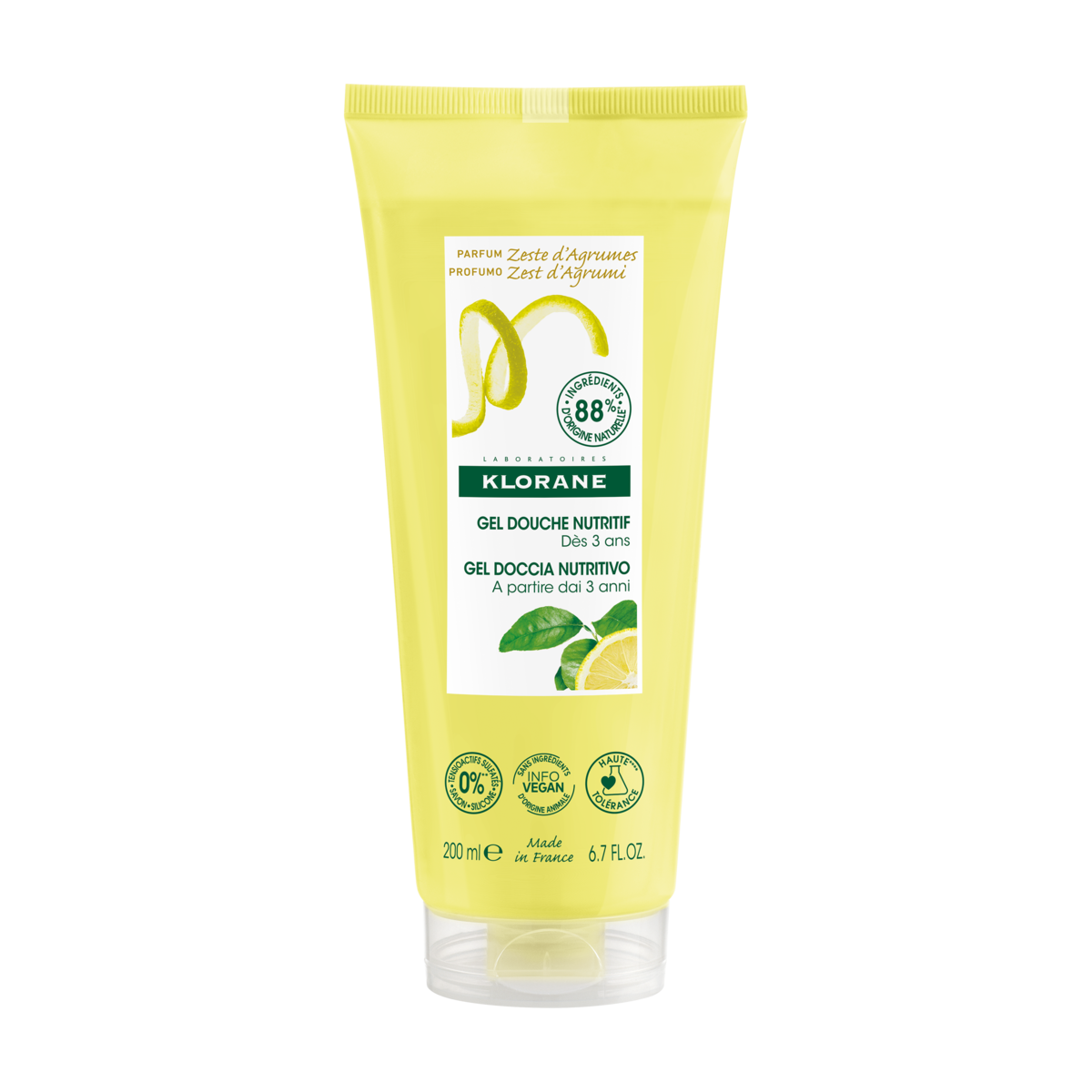Klorane Gel douche au parfum Zeste d’Agrumes 200 ml