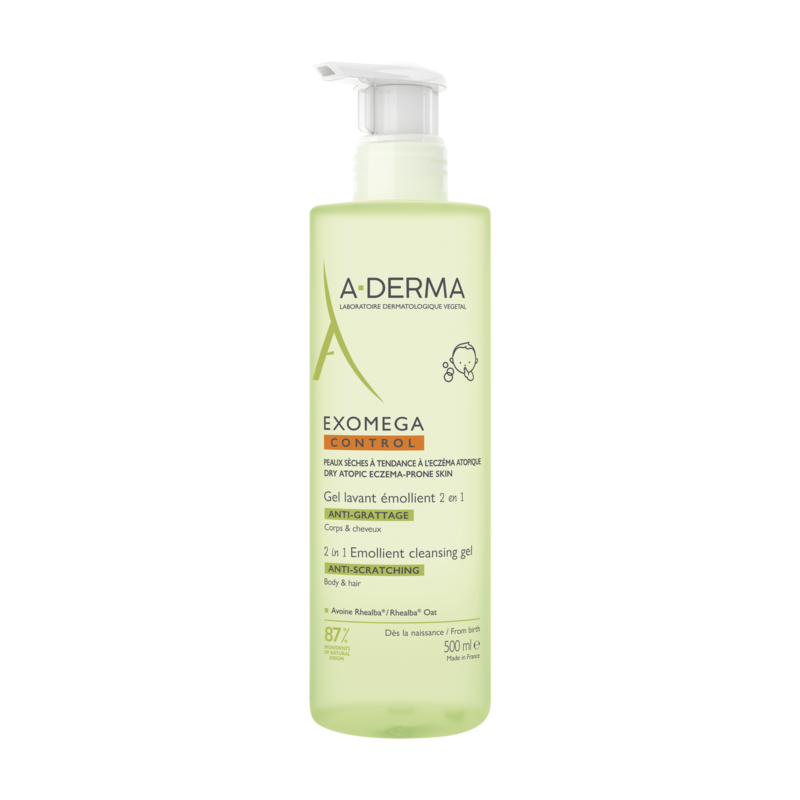 A-Derma Exomega Control Gel lavant émollient 2 en 1 anti-démangeaisons 500 ml