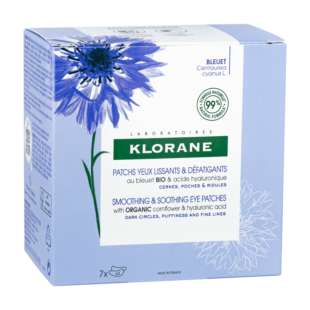 Klorane Patchs yeux lissants et défatigants au Bleuet BIO 1 unité