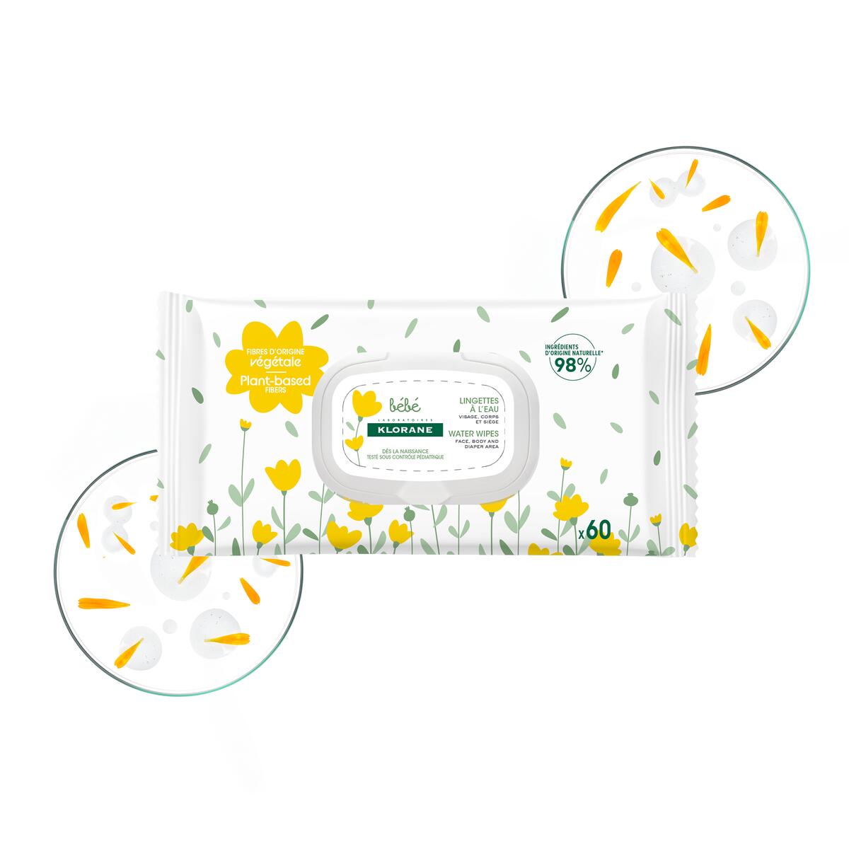 Klorane Lingettes nettoyantes à l'eau 25 unités